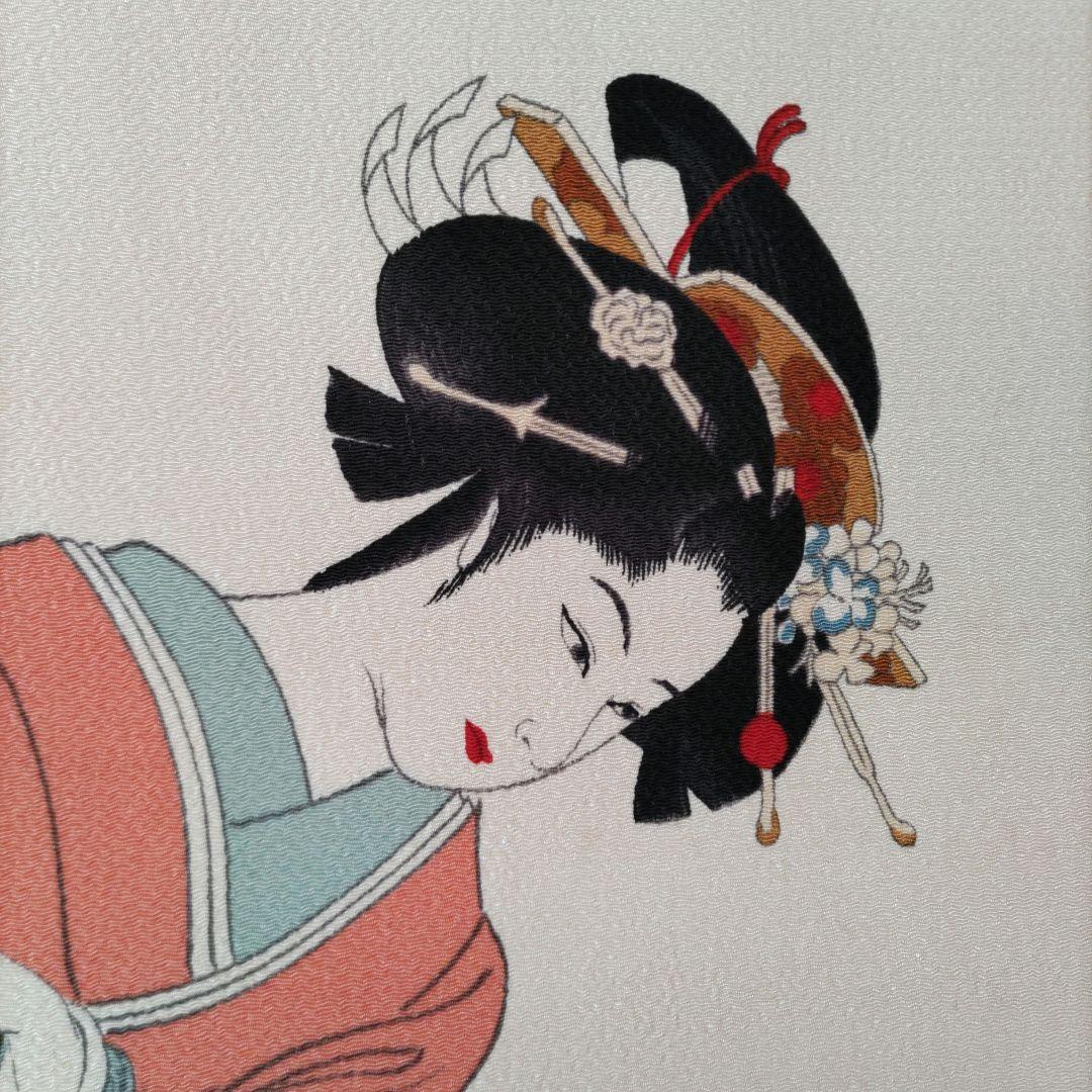 美人画　縮緬　掛軸　Y224