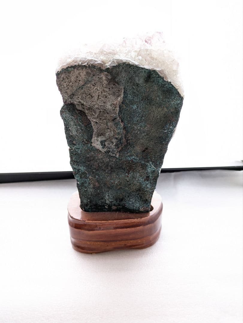 アメジスト 結晶塊 木製台座付き
