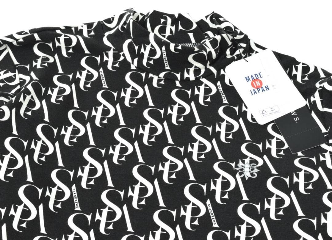 未使用 セントアンドリュース モノグラム モックネック ストレッチ シャツ M
