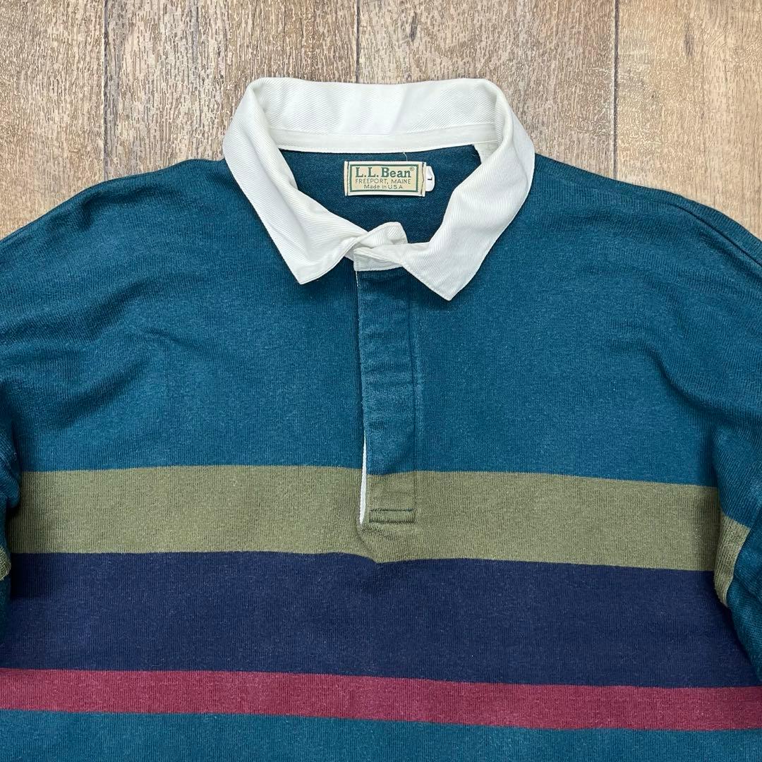 80'S LL Bean 脇の下ガゼット付き ラガーシャツ USA製