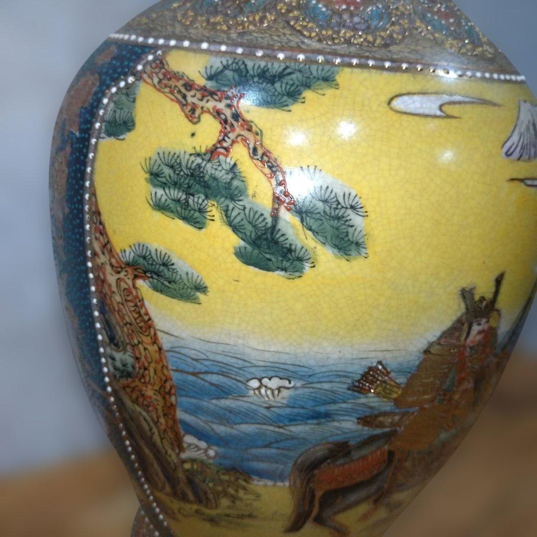 飾り壺　戦国武将　絵図 花瓶 大壺　アンティーク　ヴィンテージ