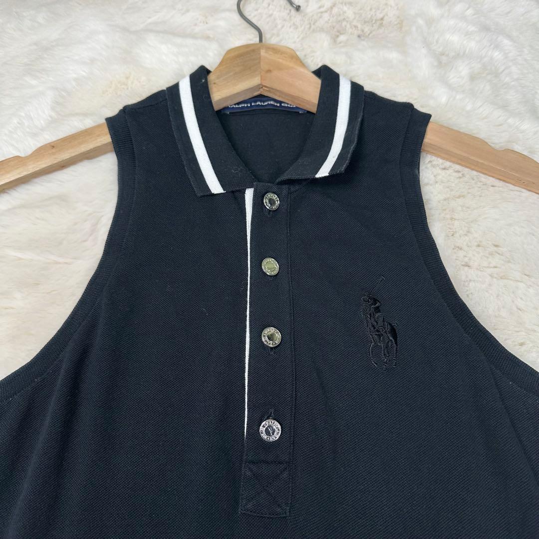 ✨美品✨ラルフローレンゴルフ ノースリーブポロワンピース 黒S スポーティー