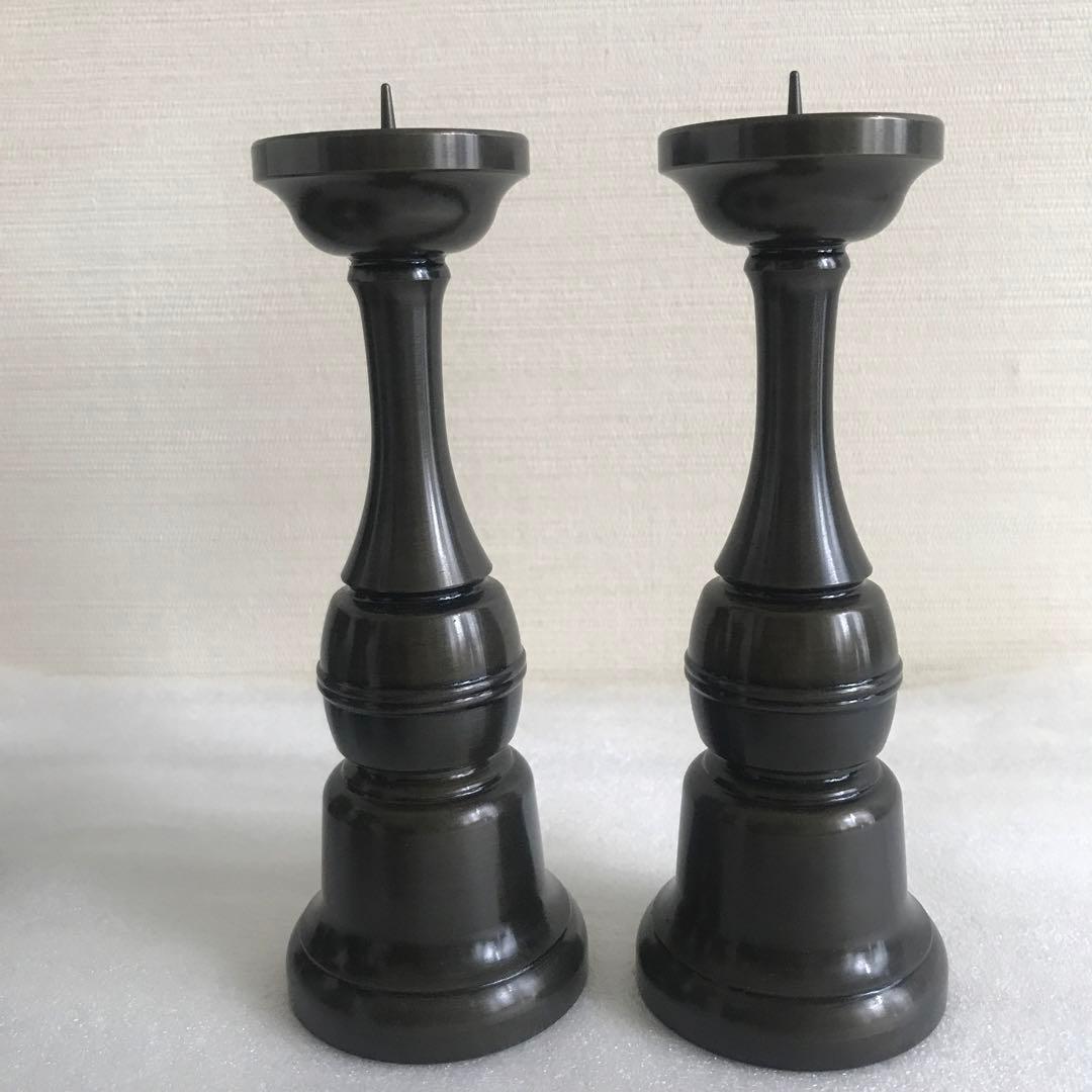 日本製　新品　真鍮製　六具足　4寸　仏具セット　玉香炉　前香炉　花立　火立　香炉