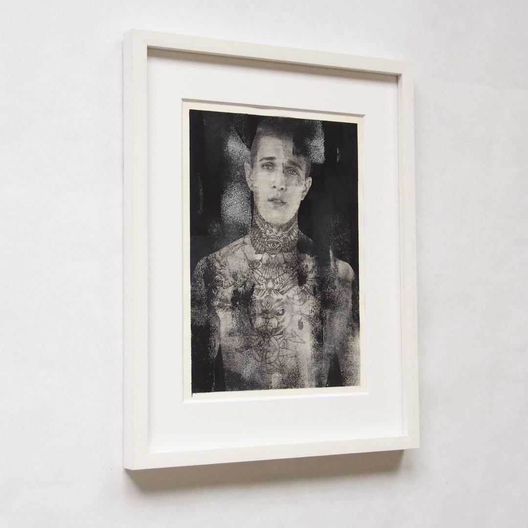 Jimmy Q ポートレート 作品 肉筆画 額入り 絵画 ジミー・Q タトゥー