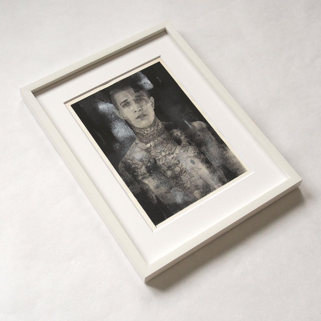Jimmy Q ポートレート 作品 肉筆画 額入り 絵画 ジミー・Q タトゥー