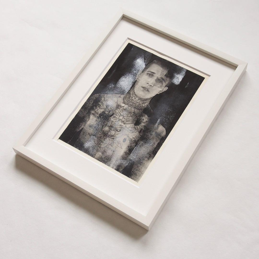 Jimmy Q ポートレート 作品 肉筆画 額入り 絵画 ジミー・Q タトゥー