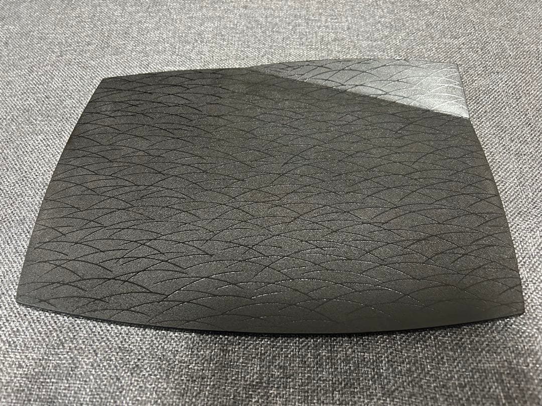 紋紗塗 漆器プレート皿 大皿 木製 津軽塗 七々子塗　すすき塗