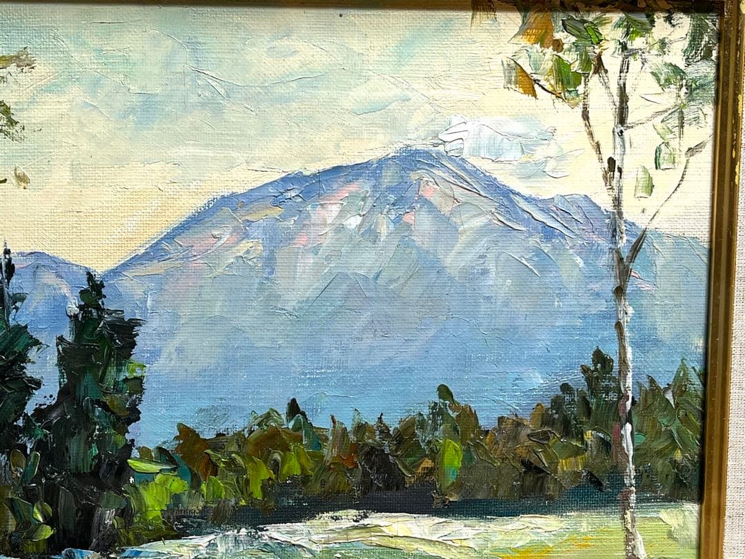 風景画 「浅間高原」 油絵 油彩 肉筆 サイン有り