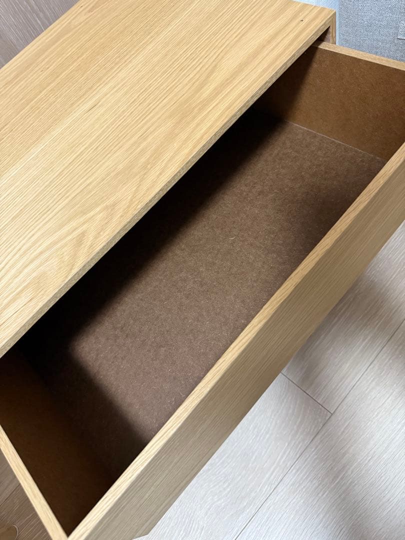 [廃盤]2個セット 無印良品 木製収納ケース・引出式・2段・ワイド・オーク材