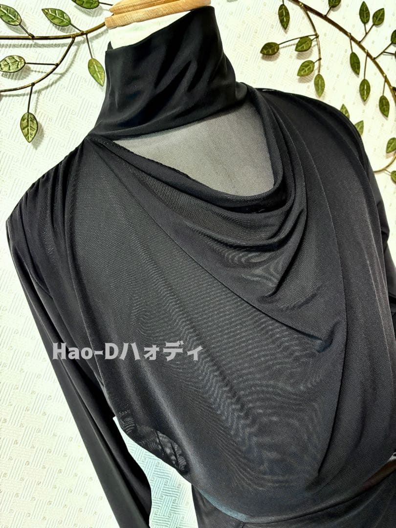 新品★社交ダンス★ラテン★メンズ★シャツ★メッシュドレープ★タートルネック★L