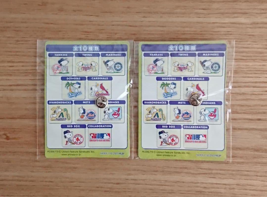 SNOOPY×MAJOR LEAGUE BASEBALLコレクションピンズ10種