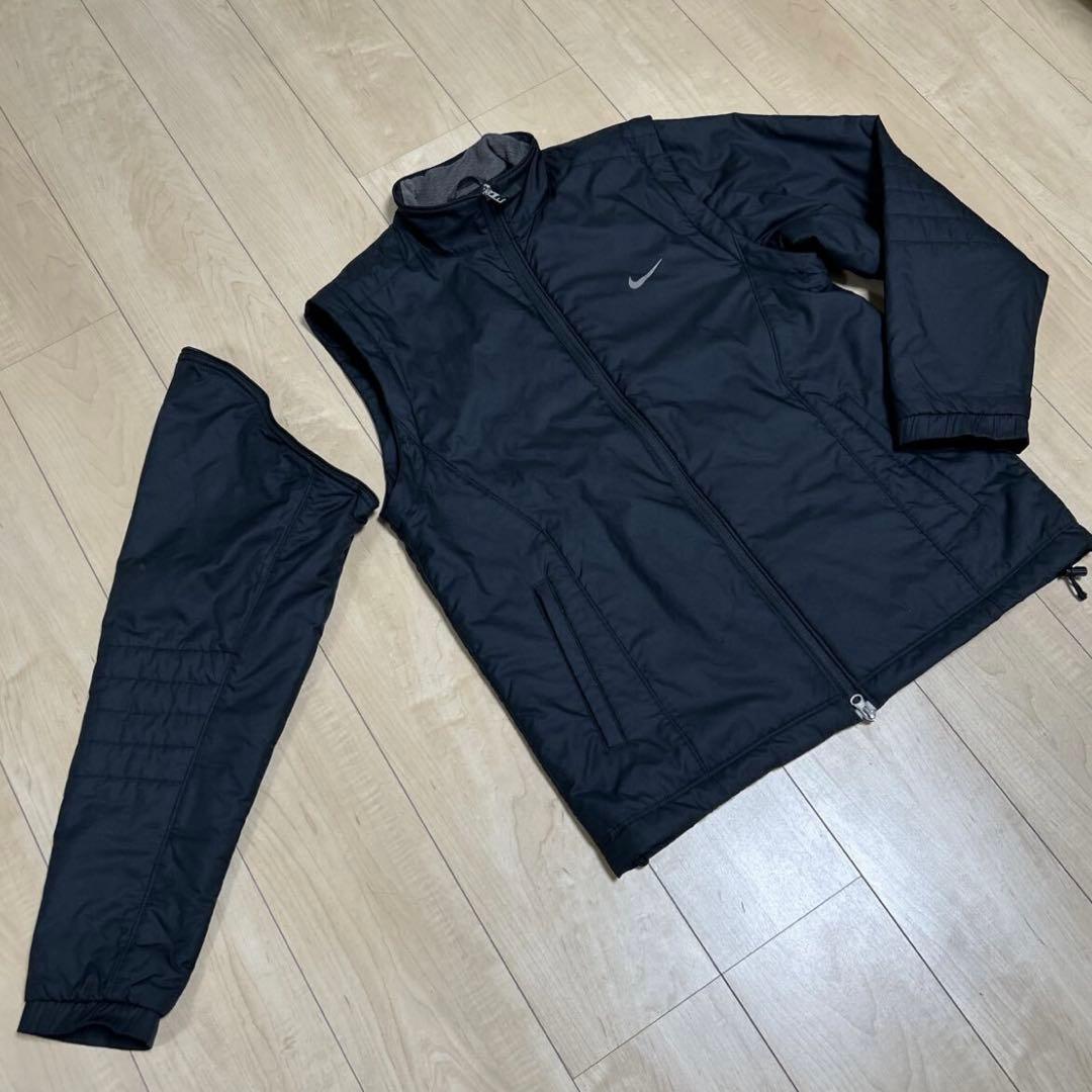 美品　ナイキゴルフ　2way 中綿 ジャケット　ベストL 黒　ダブルジップ