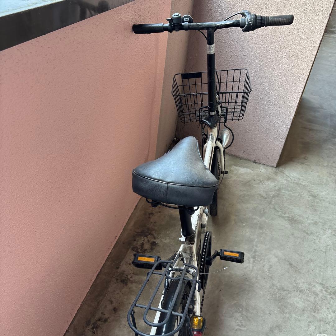 Panasonic 折りたたみ自転車 ホワイト 前カゴ付き