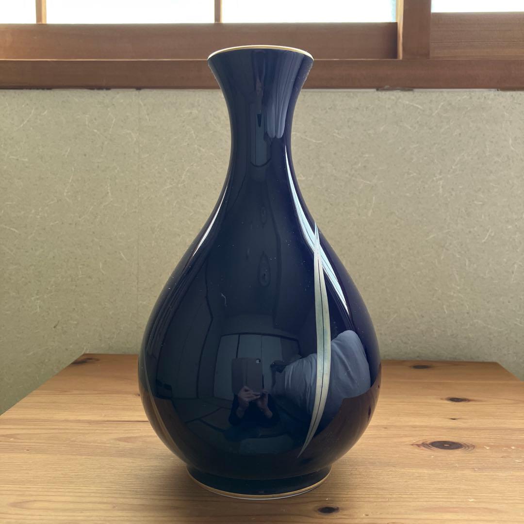 【新品未使用】香蘭社　花瓶　瑠璃　紺色　蘭