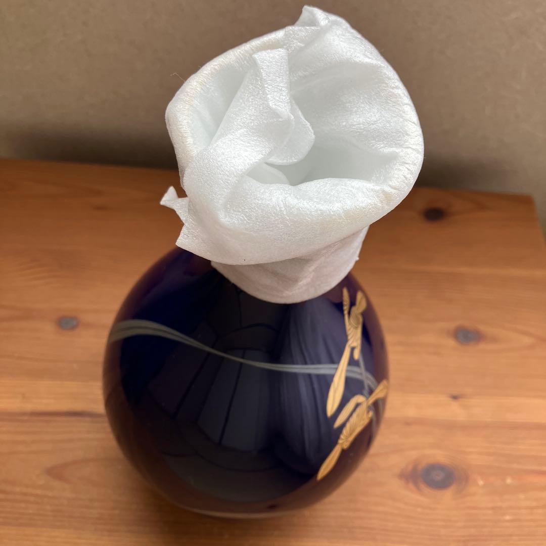 【新品未使用】香蘭社　花瓶　瑠璃　紺色　蘭
