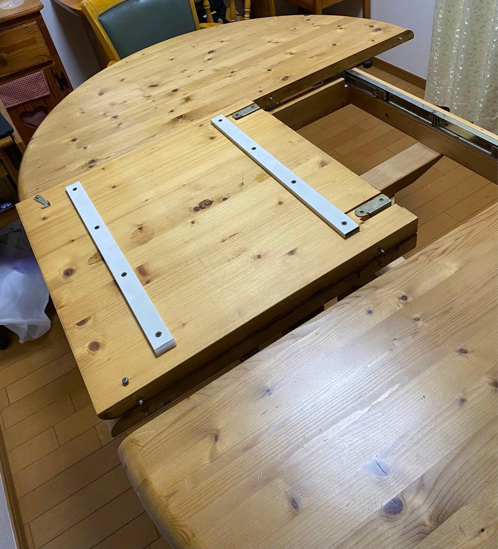 IKEA北欧好きパイン材カントリーラウンド伸縮テーブル 可愛輸入アンティーク家具