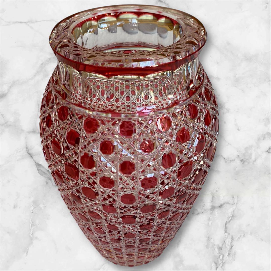 美品✨廃盤品✨WAKO 和光　カガミクリスタル　江戸切子　花生　花瓶