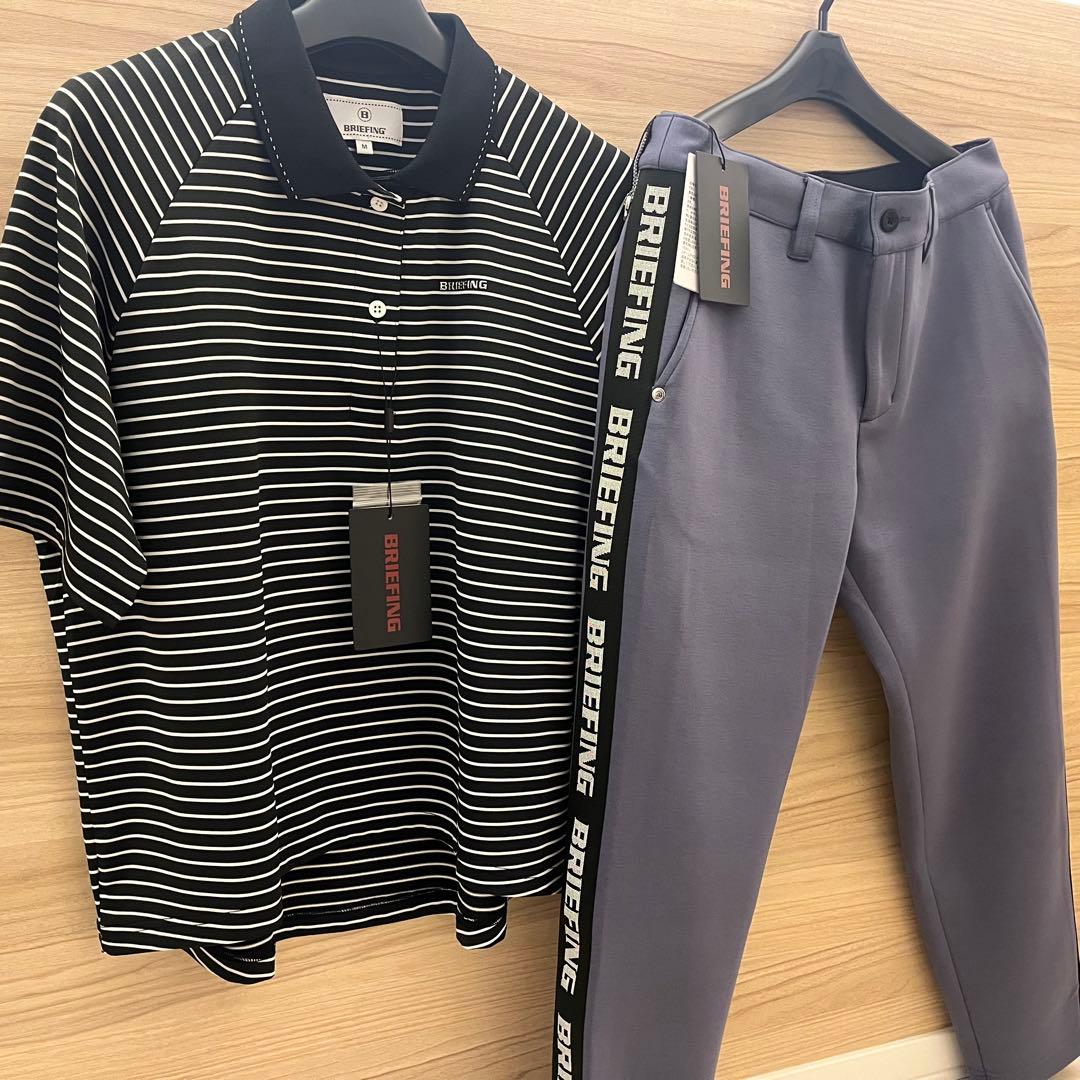新品★56,100円 レディースM BRIEFING パンツ＆シャツ セット黒灰