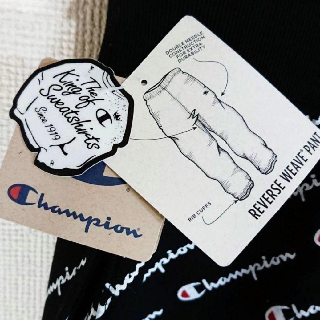 【S】Champion チャンピオン オールオーバープリントジョガーパンツ 黒