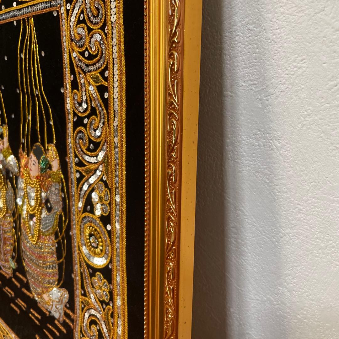 伝統的な刺繍掛軸 アート　ミャンマー製
