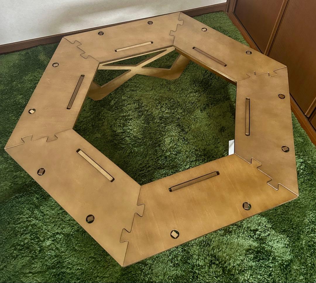 六角形　木製　アウトドアテーブル　ヘキサテーブル