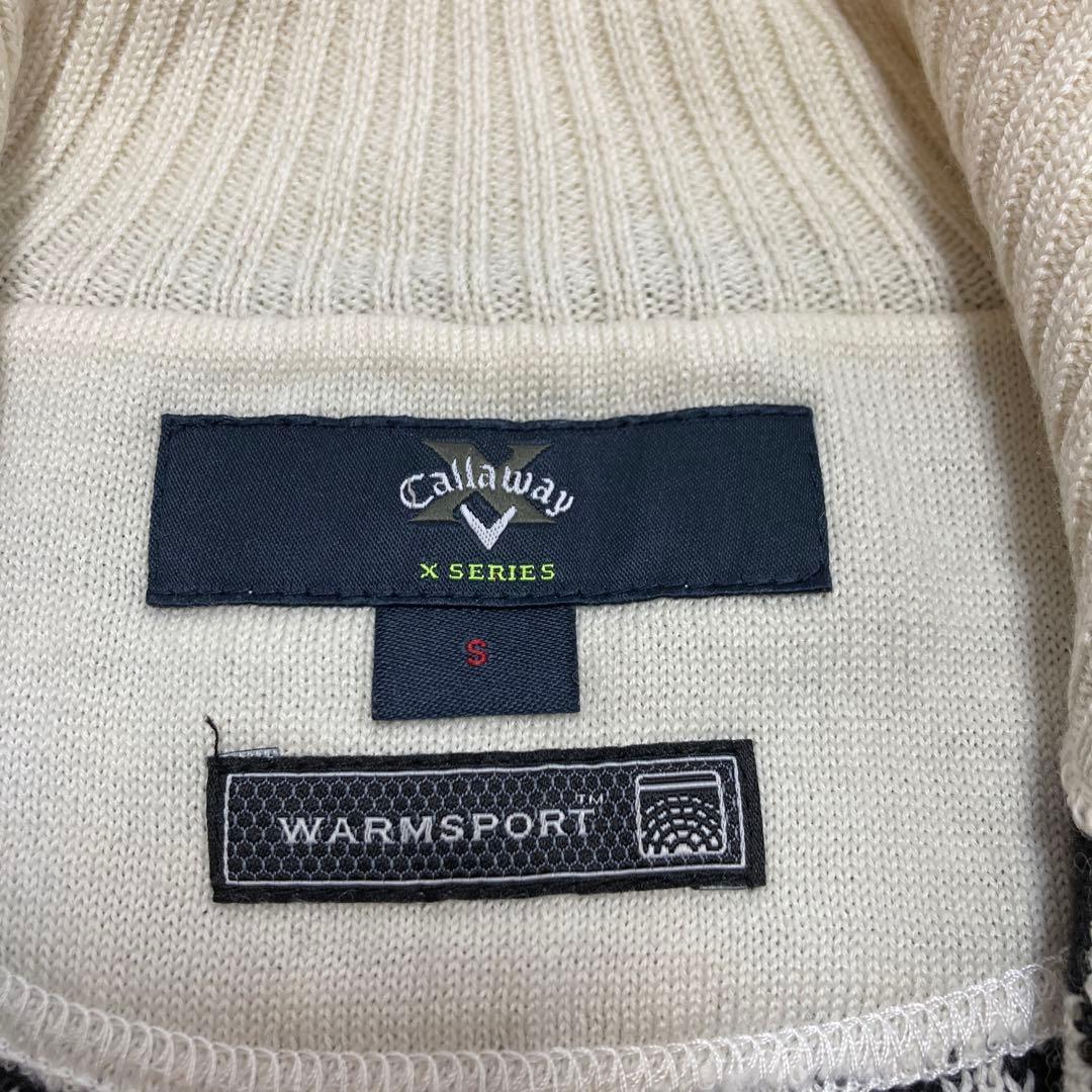 【美品】キャロウェイ callaway ニット長袖zipウェアSレディース白 黒