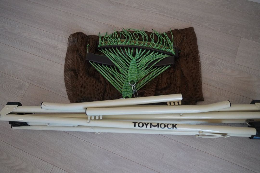 【美品】TOYMOCK トイモック ホワイト×ブラウン ポータブル ハンモック