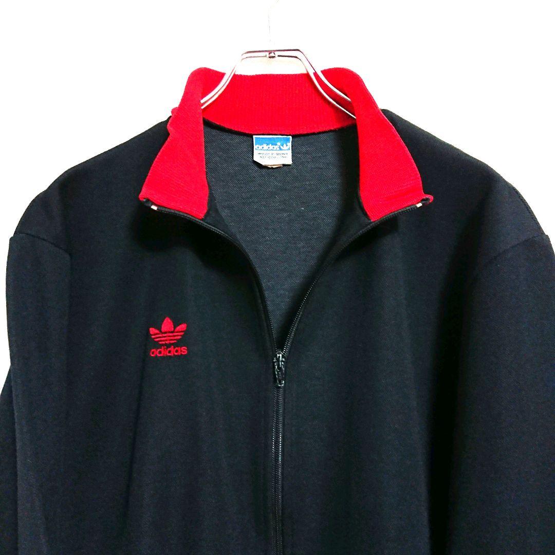 80s adidas オールドアディダス 赤黒色 トラックジャケット ジャージ