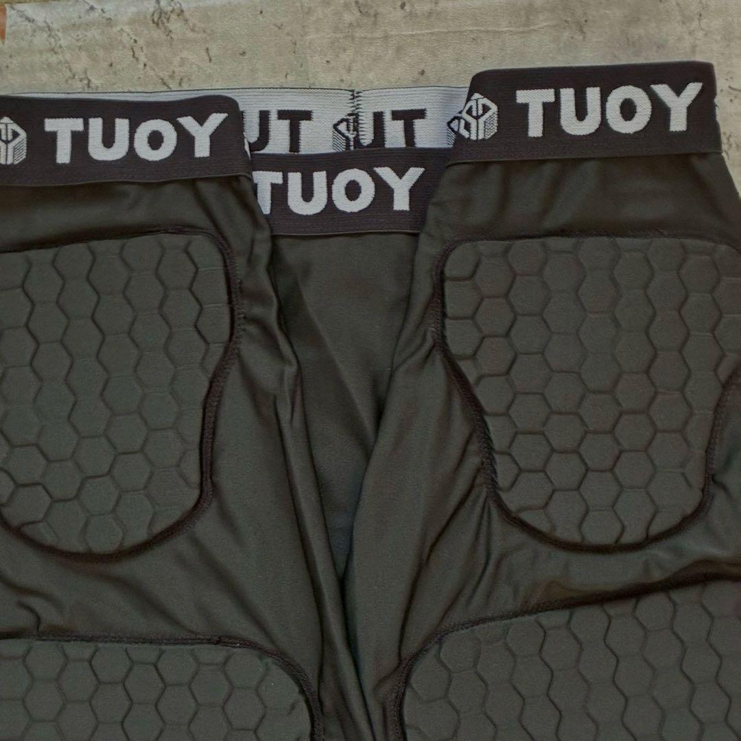 TUOY メンズ パッド　タイツ 　ガードル　プロテクター　インナー　XL 黒