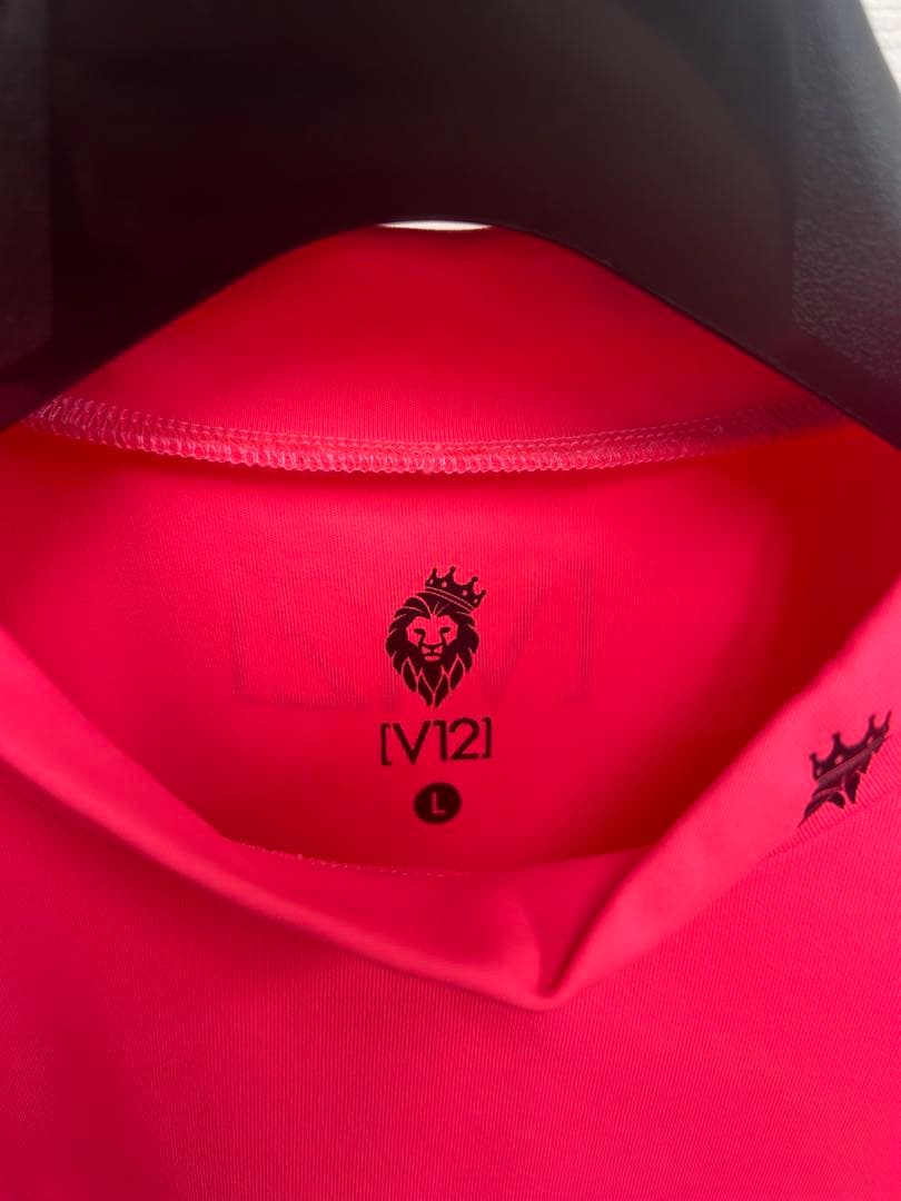 【美品】V12 ゴルフ モックネックシャツ メンズ ピンク L