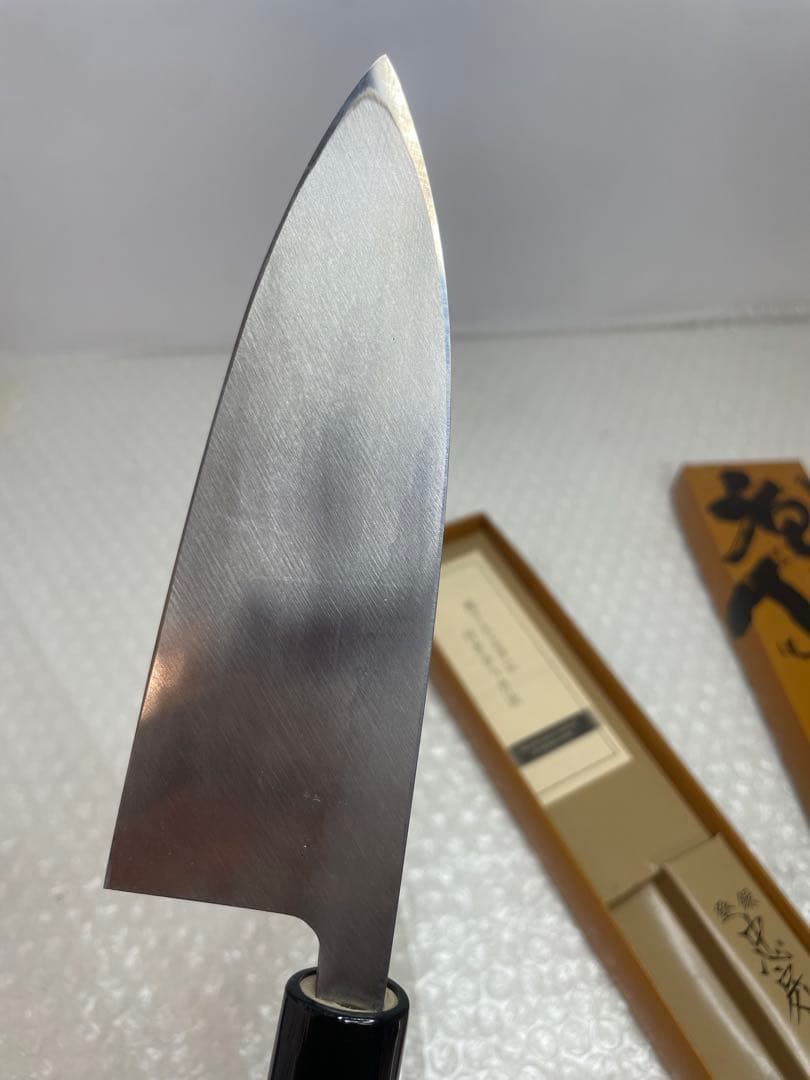 6.登録 忠房 出刃包丁 135mm 和包丁 木柄 箱付