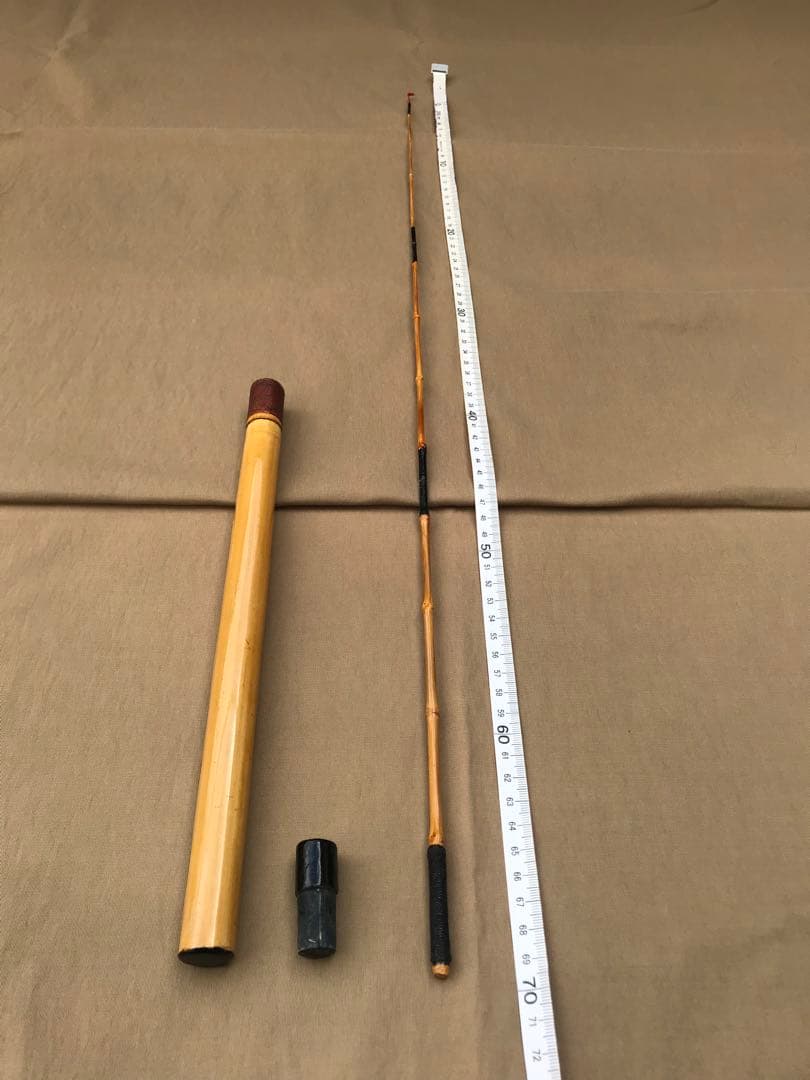 和竹 タナゴ竿　3本紡　ケース付き　カシュウ塗り　手作り品①