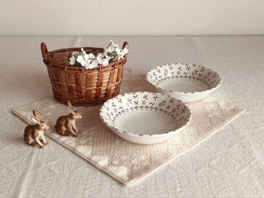 【mkuさま】vintage plate ❀ 優しい 小花柄の 深皿 a
