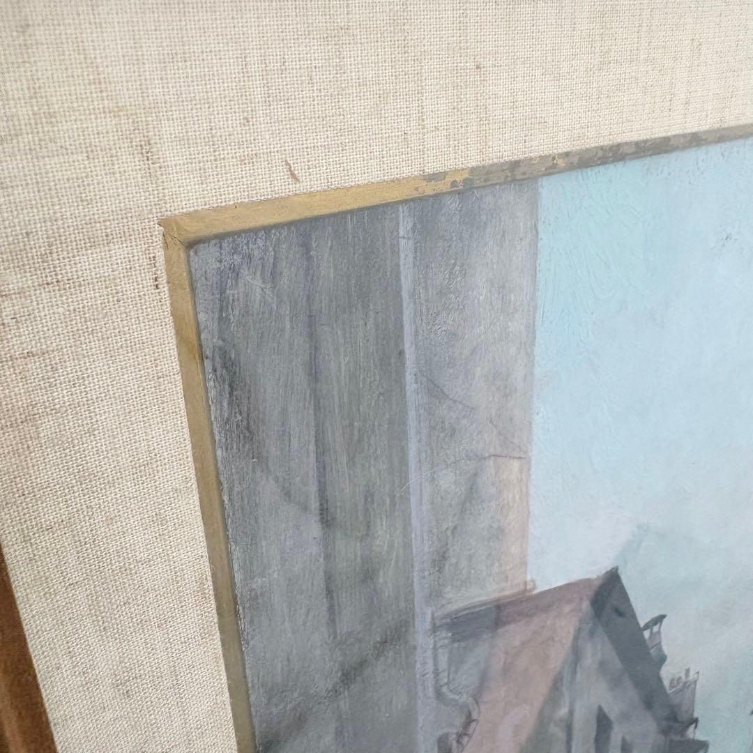 モンマルトルの街通り 神近昭 油彩画 F8 額装 風景画 絵画