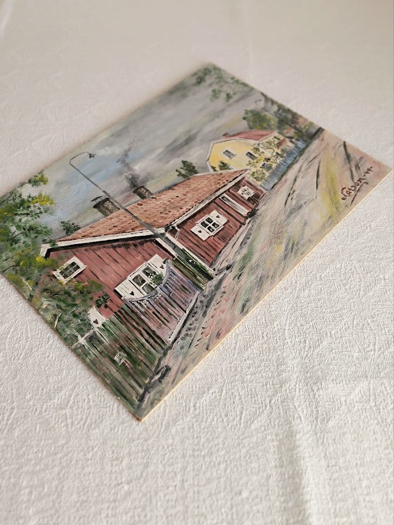 * vintage picture ❀ スウェーデンの街並み 風景画 油絵