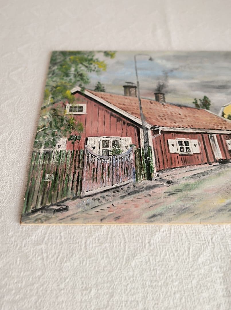 * vintage picture ❀ スウェーデンの街並み 風景画 油絵