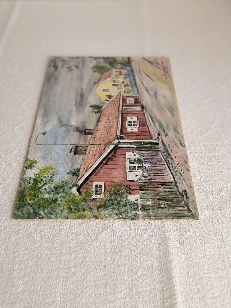 * vintage picture ❀ スウェーデンの街並み 風景画 油絵