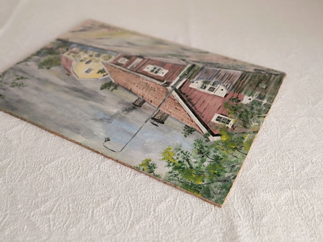 * vintage picture ❀ スウェーデンの街並み 風景画 油絵