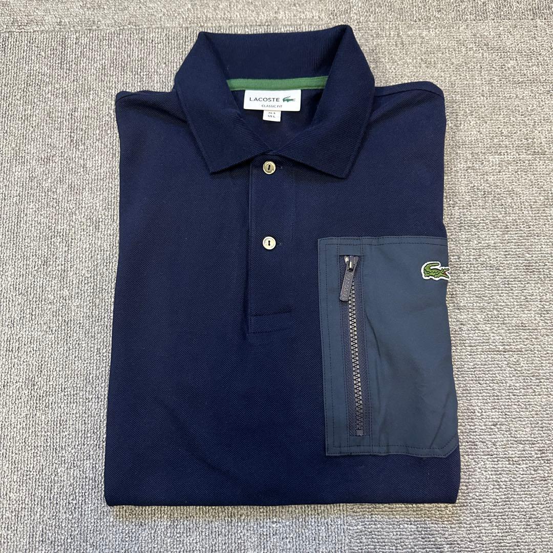 【超美品】ラコステ アウトドアジップポケット半袖ポロシャツ XL