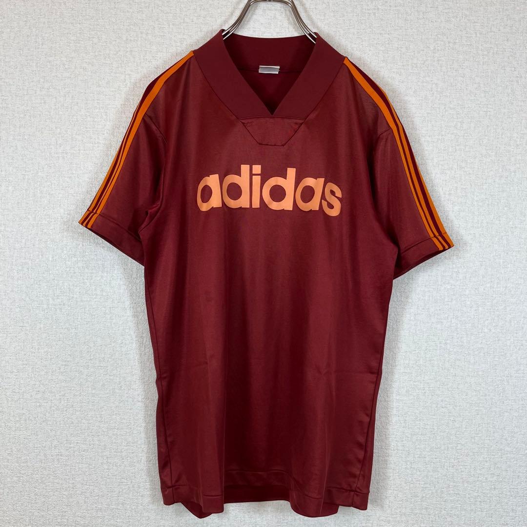 アディダス/Tシャツ/ゲームシャツ/ローマカラー/ビッグロゴ/三本ライン/日本製