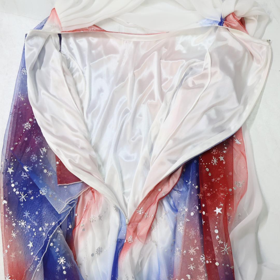 【美品 社交ダンス衣装】ブルー ワンピース ドレス 赤 レッド 青 ホワイト 白