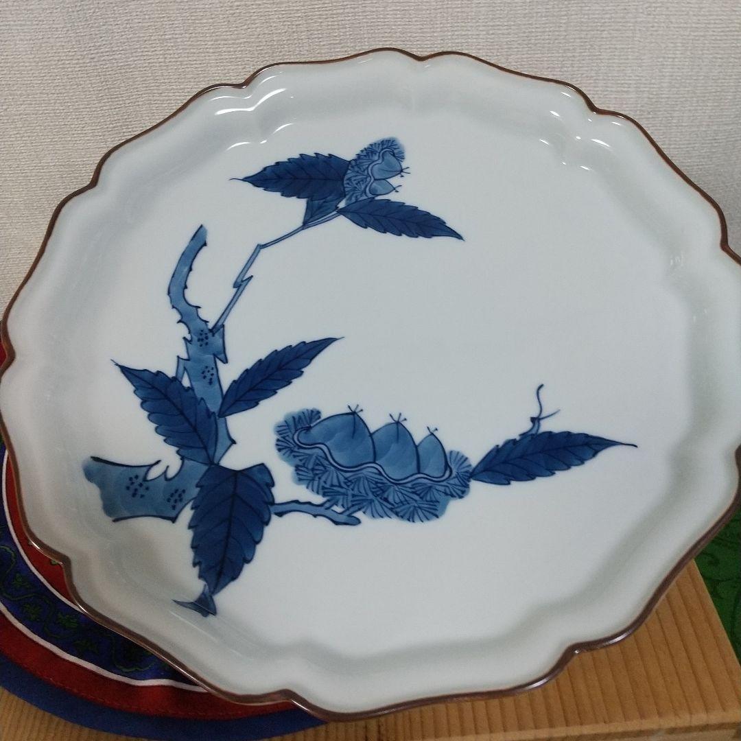 源右衛門⭐️染付栗絵 24cm ミート皿