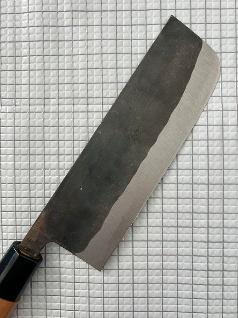 包丁 菜切包丁 菜切 安来鋼青紙２号 165mm 黒打ち チェリーシノギ柄 ①