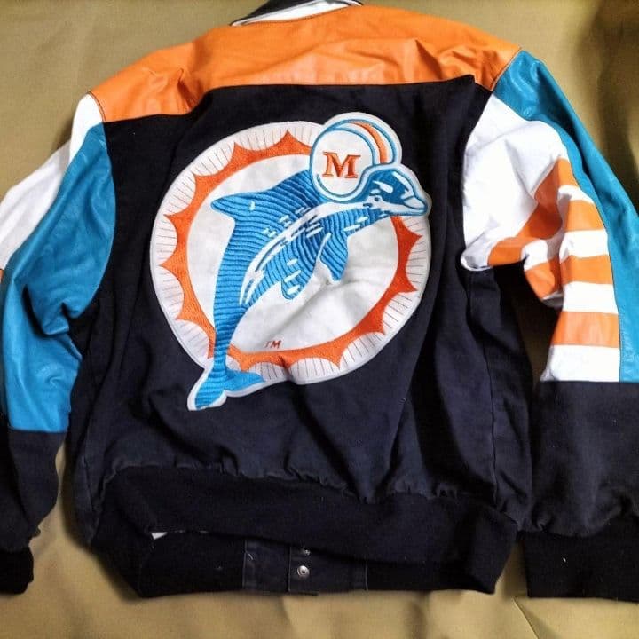 DOLPHINS JEFF HAMILTON 一部本革 レザー ブルゾン XL