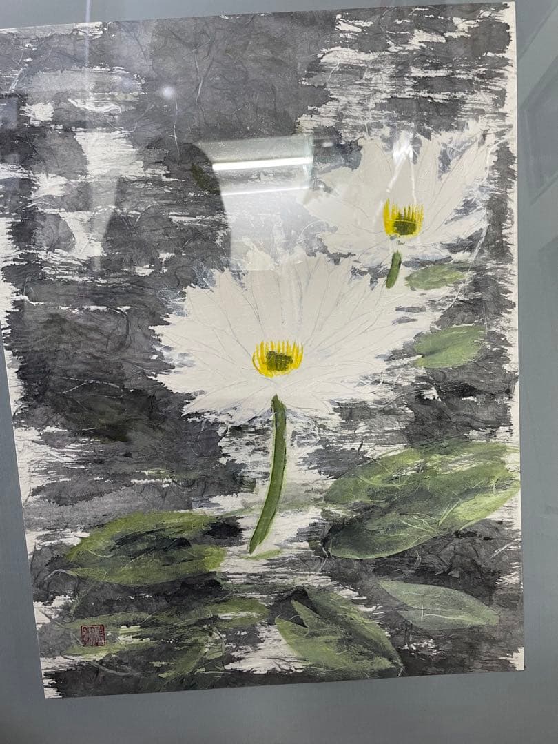 アート　白い花の水彩画