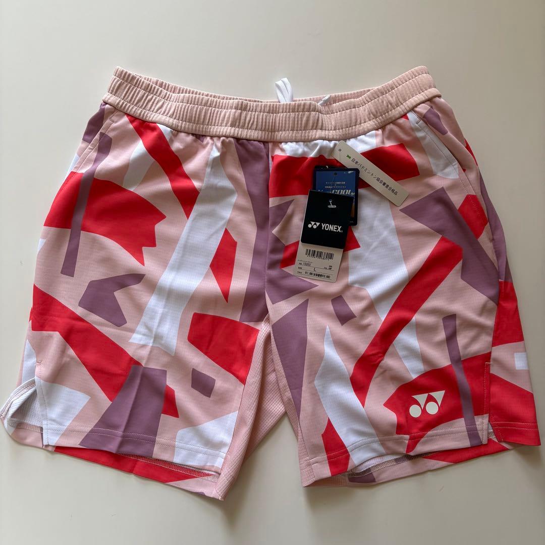 YONEX 新品 Lサイズ ハーフパンツ 赤・ピンク・白　15203 ヨネックス