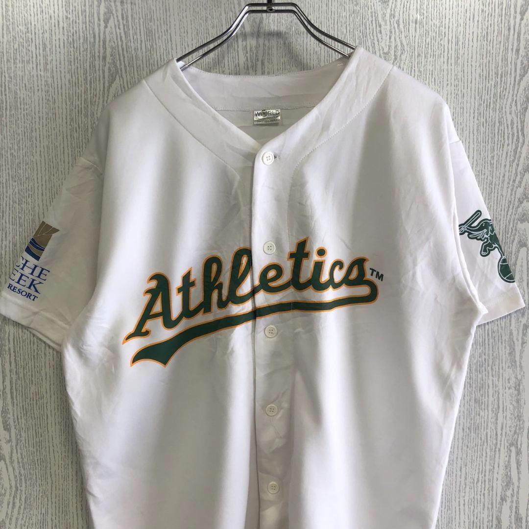 MLB☆メジャー　アスレチックス　プリントロゴ　半袖　シャツ　ユニフォーム　XL
