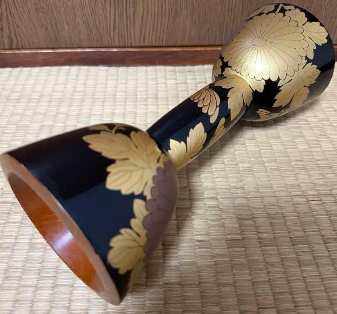 和楽器　小鼓　胴　蒔絵　中古