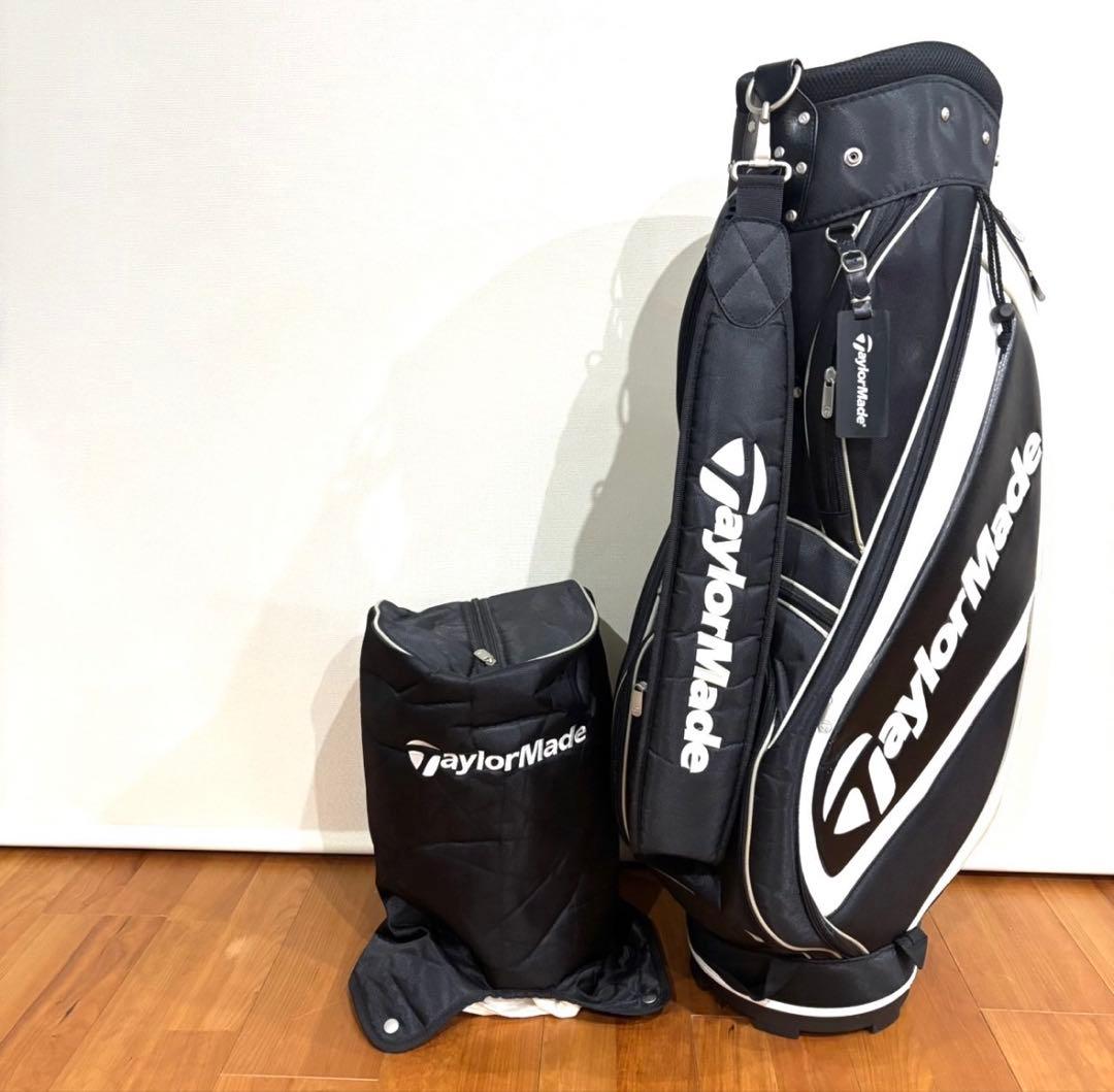 【人気モデル】TaylorMade キャディバッグ 黒白 フード付 良品 ゴルフ