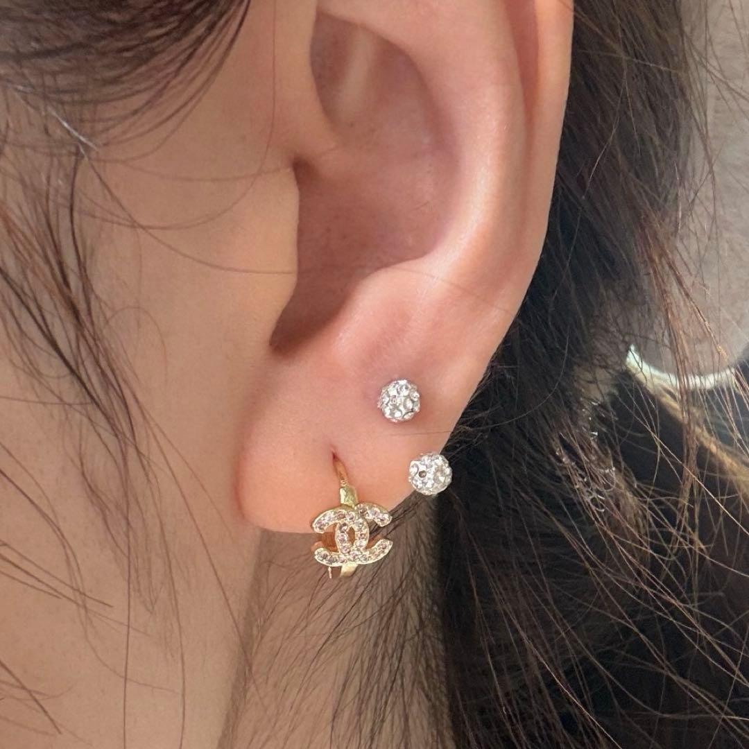新品未使用✧ シャネル CHANEL フープピアス シルバー ゴールド 小ぶり